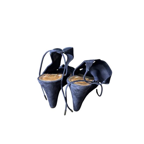 Aquazzura Firenze Navy Suede Wedges Sz 38 (7.5) - Picture 3 of 4